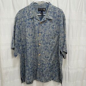 Nat Nast Luxory Originals Silk Buttondown Hawaiian Mens XL Limited Edition Blue